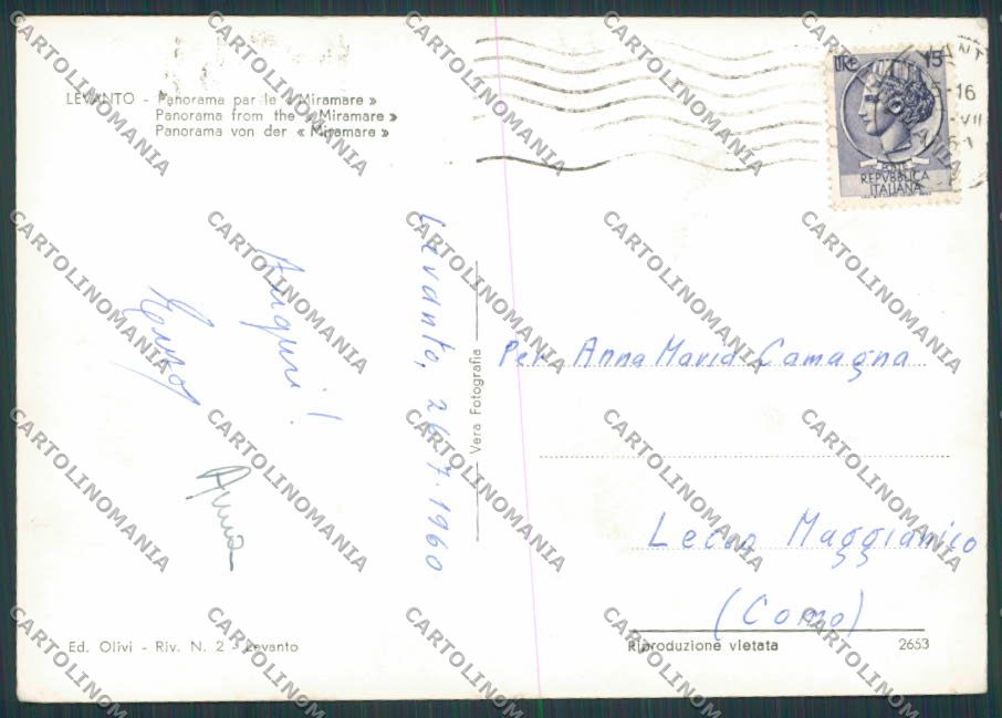 La Spezia Levanto Panorama foto FG cartolina BB2060 – retro