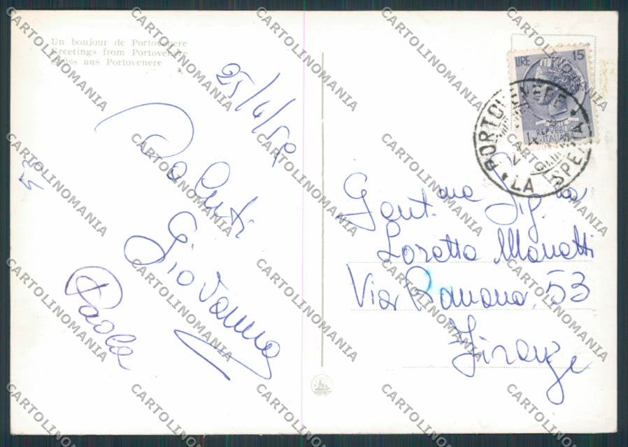 La Spezia Portovenere saluti da foto FG cartolina BB2072 – retro
