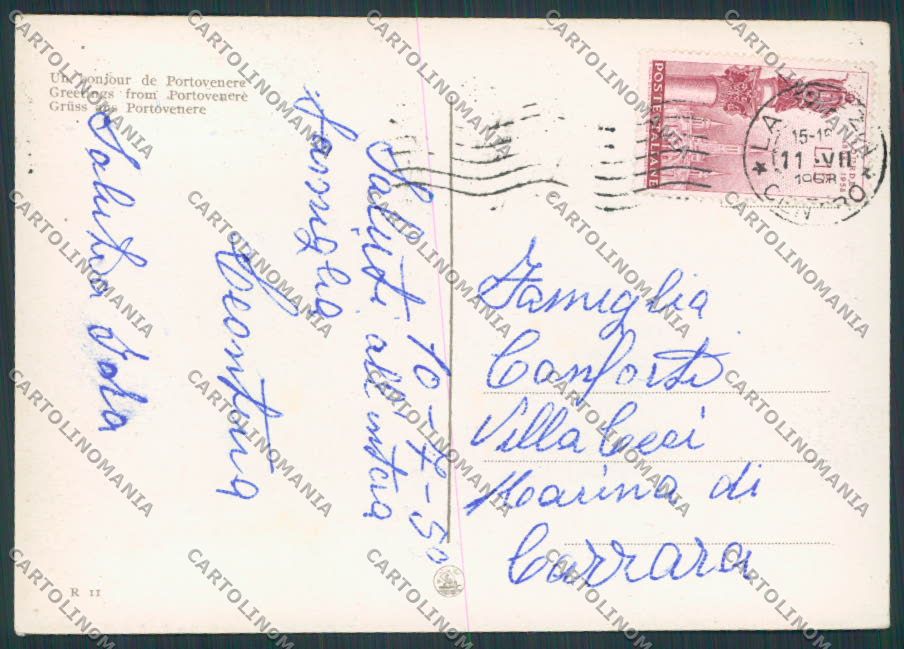 La Spezia Portovenere saluti da FG cartolina BB2075 – retro