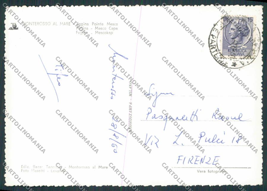 La Spezia Monterosso Punta Mesco PIEGHINA foto FG cartolina BB2080 – retro