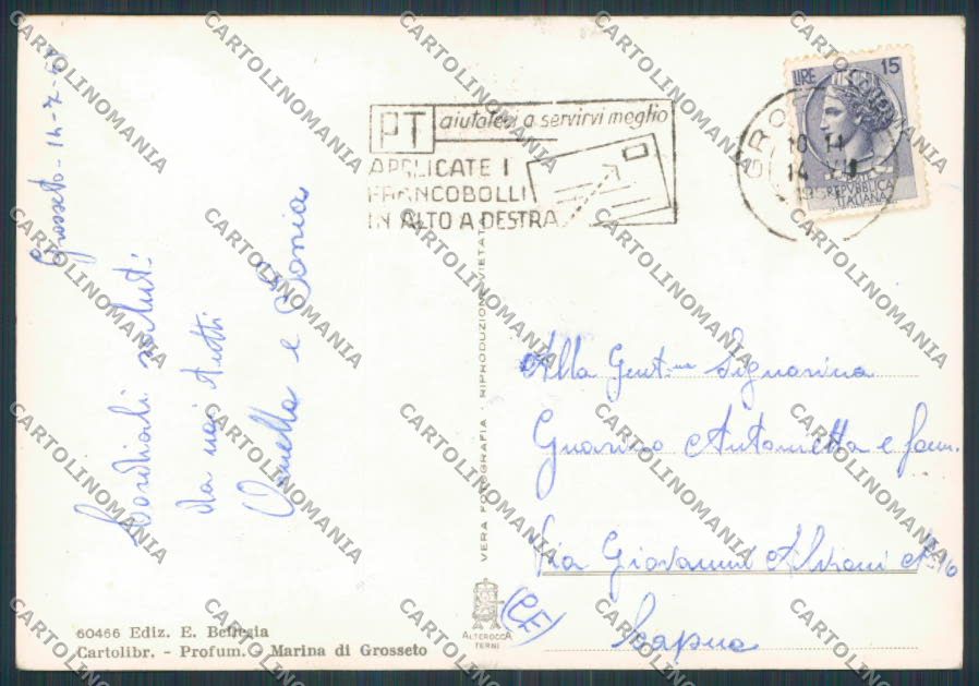 Grosseto Marina di Spiaggia foto FG cartolina BB2155 – retro