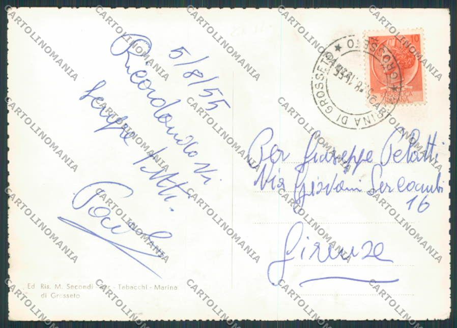 Grosseto Marina di Spiaggia foto FG cartolina BB2174 – retro