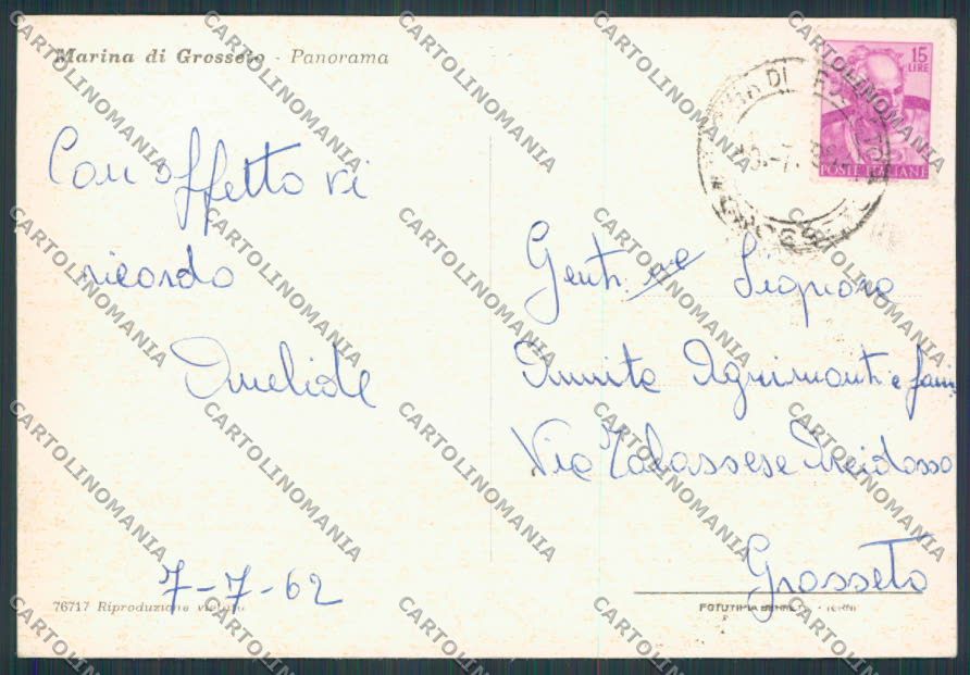 Grosseto Marina di Panorama FG cartolina BB2179 – retro