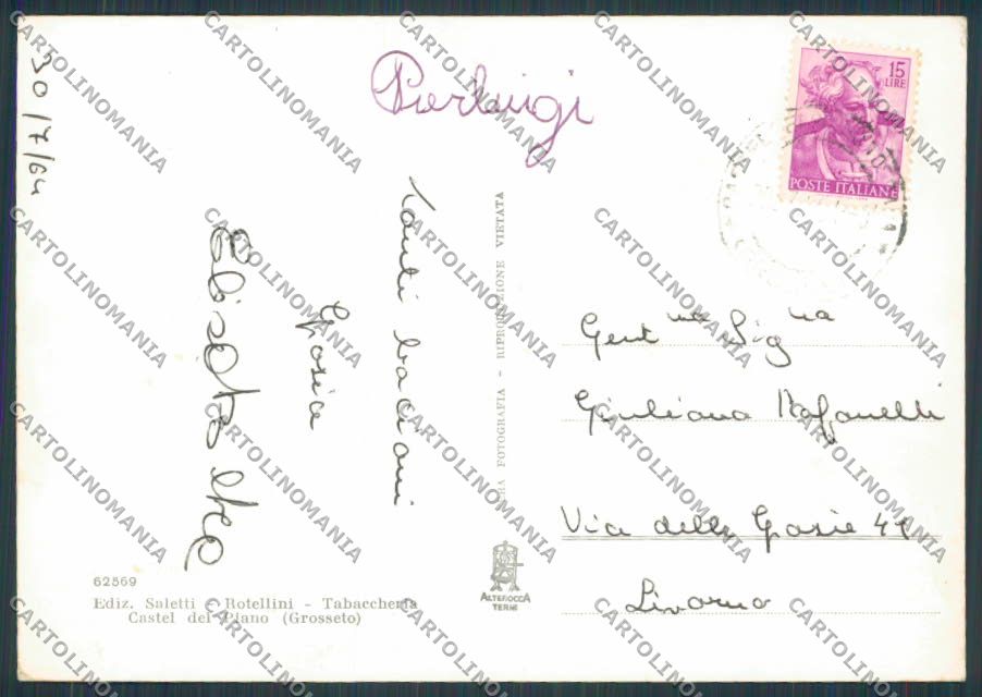 Grosseto Castel del Piano Monumento Caduti foto FG cartolina BB2229 – retro