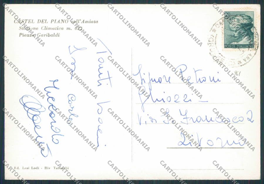 Grosseto Castel del Piano Piazza Garibaldi FG cartolina BB2248 – retro