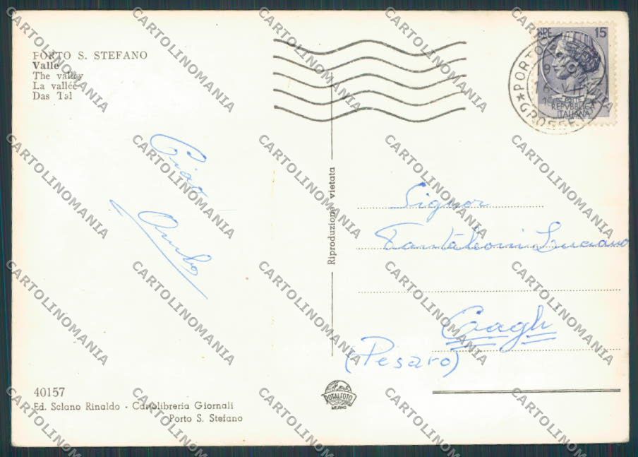 Grosseto Porto Santo Stefano Valle foto FG cartolina BB2277 – retro