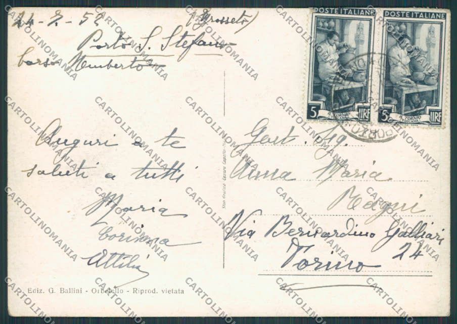 Grosseto Porto Santo Stefano Villa Merlini FG cartolina BB2288 – retro