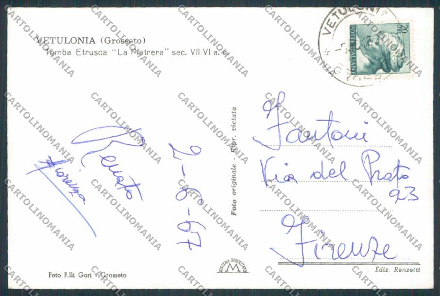 Grosseto Vetulonia Tomba Etrusca foto FG cartolina BB2355 – retro