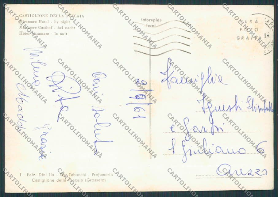 Grosseto Castiglione della Pescaia Albergo Miramare foto FG cartolina BB2389 – retro