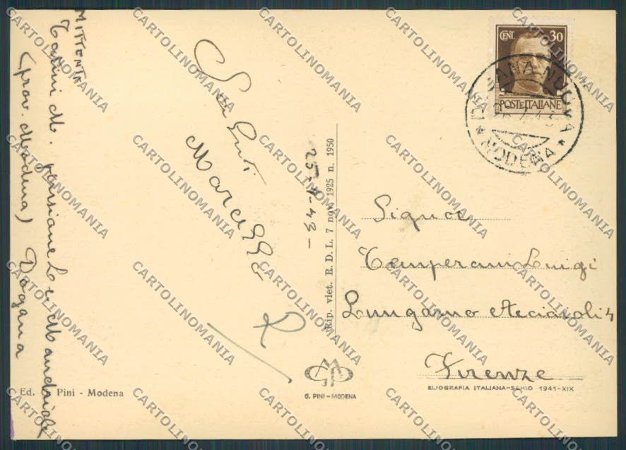 Modena Dogana Nuova la Fiancata Abetone FG cartolina BB2530 – retro