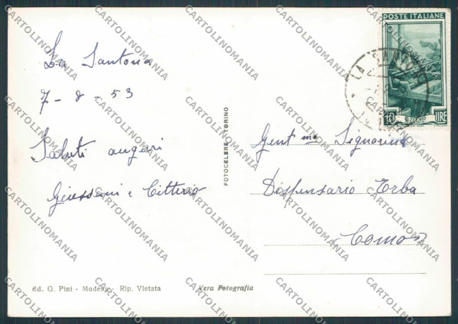 Modena La Santona Grande Albergo foto FG cartolina BB2555 – retro
