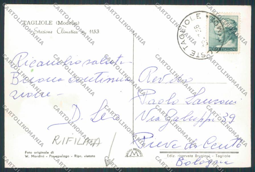 Modena Tagliole Panorama RIFILATA foto FG cartolina BB2563 – retro