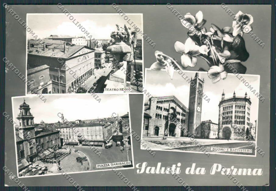 Parma Città saluti da foto Teatro Piazza Garibaldi FG cartolina BB2574 – fronte