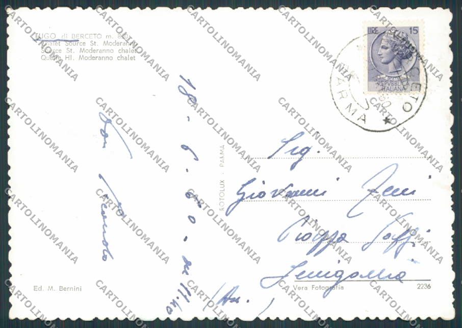 Parma Berceto Tugo Chalet Fonte Moderanno foto FG cartolina BB2664 – retro