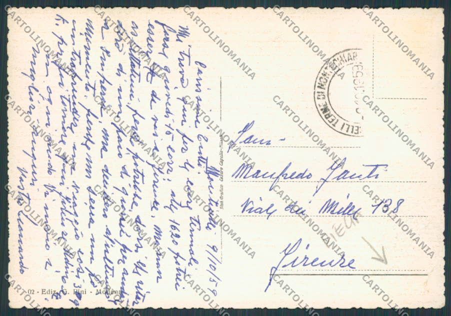 Parma Monticelli Terme PIEGA FG cartolina BB2676 – retro