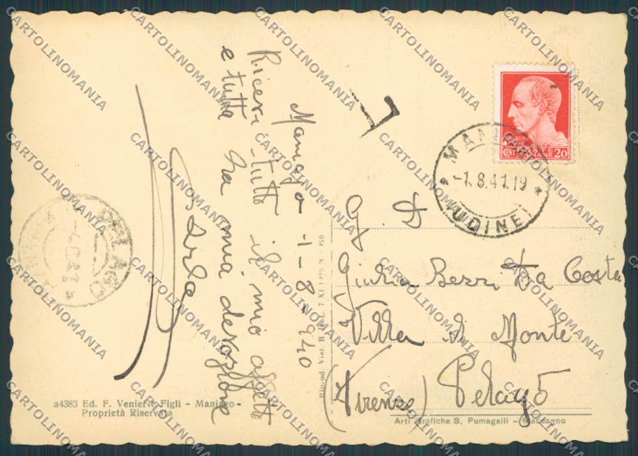Pordenone Maniago Piazza Italia FG cartolina BB2762 – retro