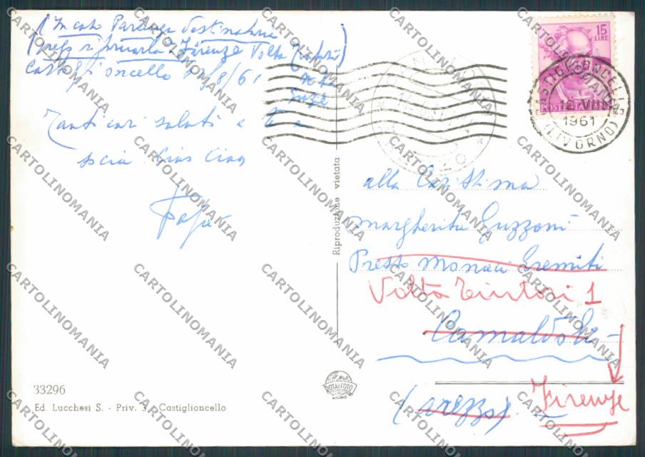 Livorno Castiglioncello saluti da Vedutine foto FG cartolina BB2880 – retro