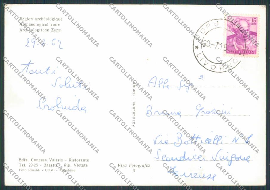 Livorno Baratti Zona Archeologica foto FG cartolina BB2905 – retro