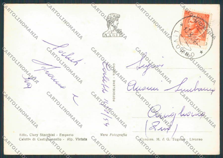 Livorno Castiglioncello Caletta Porto Vecchio foto FG cartolina BB2906 – retro