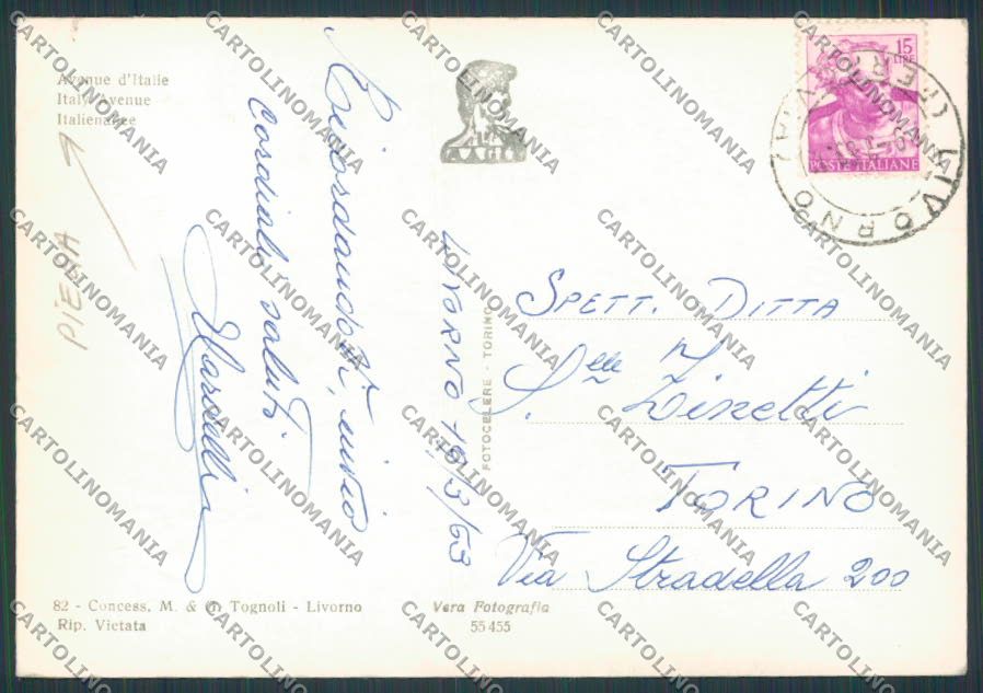 Livorno Ardenza Viale Italia PIEGA foto FG cartolina BB2914 – retro
