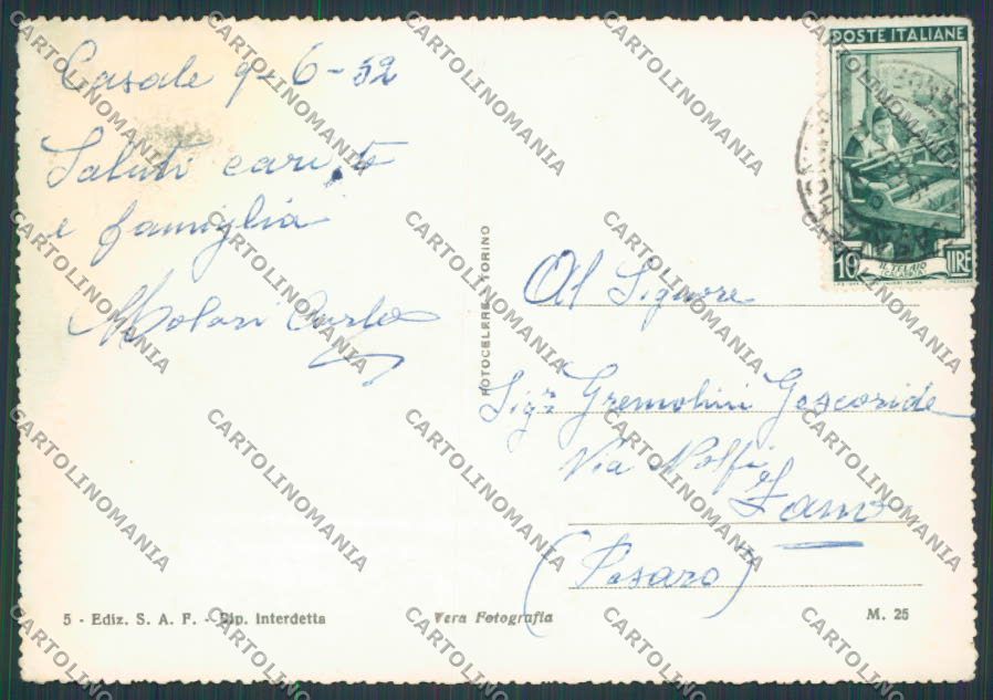 Alessandria Casale Monferrato Piazza Mazzini foto FG cartolina BB2927 – retro