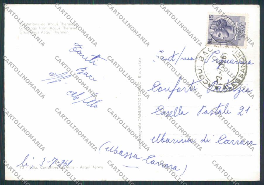 Alessandria Acqui saluti da Vedutine foto FG cartolina BB2937 – retro