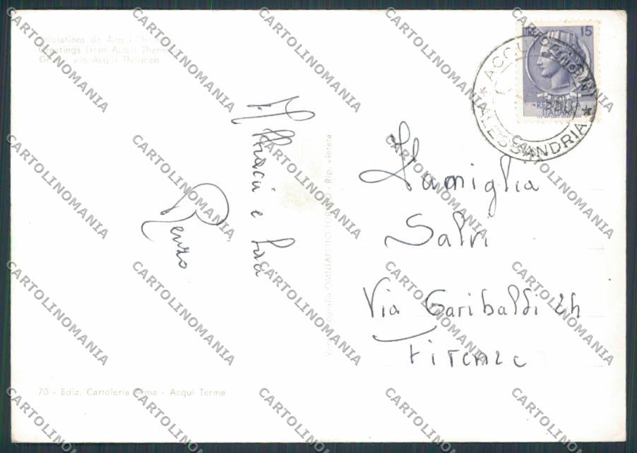Alessandria Acqui saluti da Vedutine foto FG cartolina BB2938 – retro
