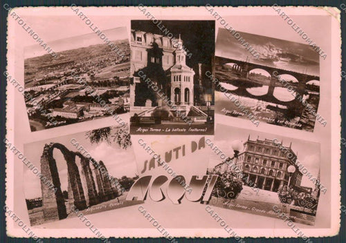 Alessandria Acqui saluti da Vedutine PIEGA foto FG cartolina BB2939 – fronte