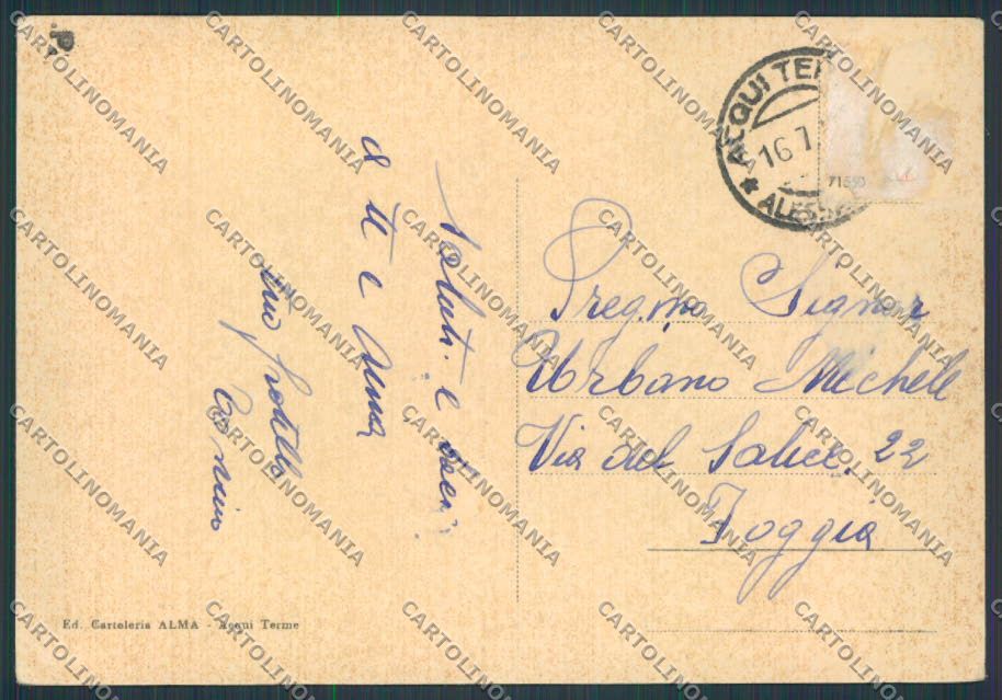 Alessandria Acqui Corso Viganò Piazza Italia FG cartolina BB2949 – retro