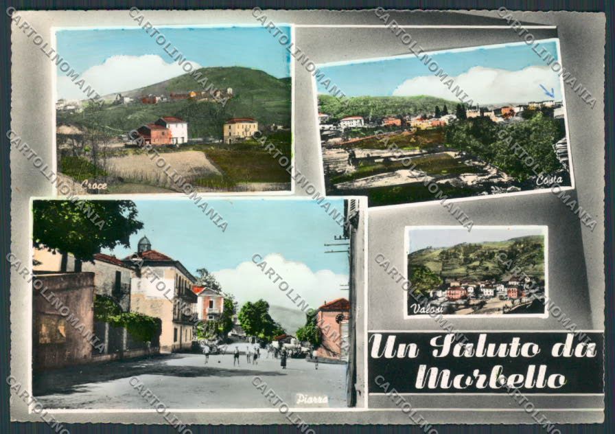 Alessandria Morbello saluti da Piazza Croce Costa foto FG cartolina BB2954 – fronte