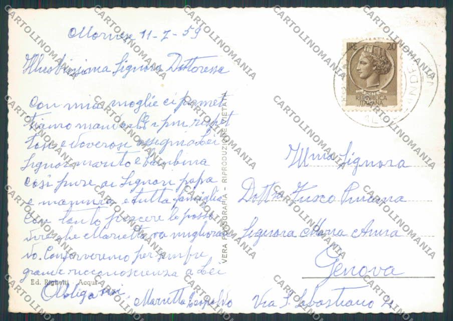 Alessandria Mornese Castello Doria foto FG cartolina BB2990 – retro