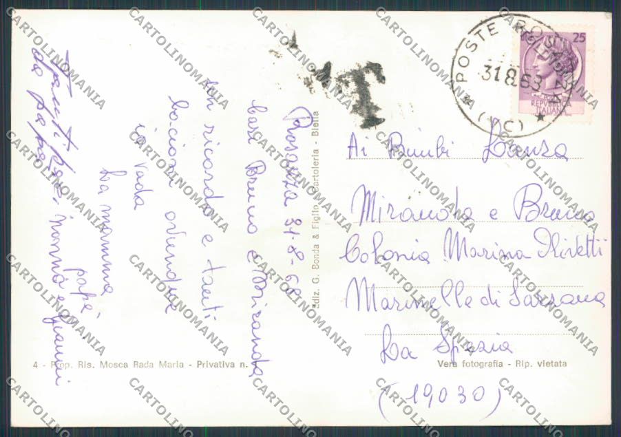 Biella Rosazza saluti da foto FG cartolina BB3036 – retro