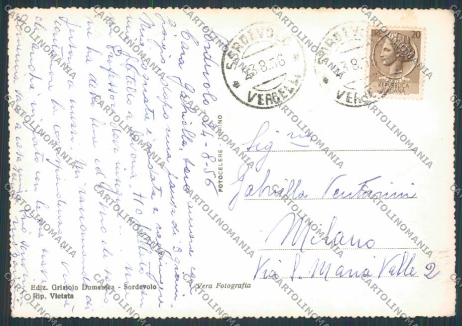 Biella Sordevolo Panorama PISGHINE foto FG cartolina BB3043 – retro