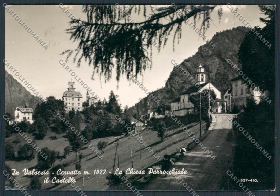 Vercelli Cervatto Chiesa Parrocchiale Castello foto FG cartolina BB3051 – fronte