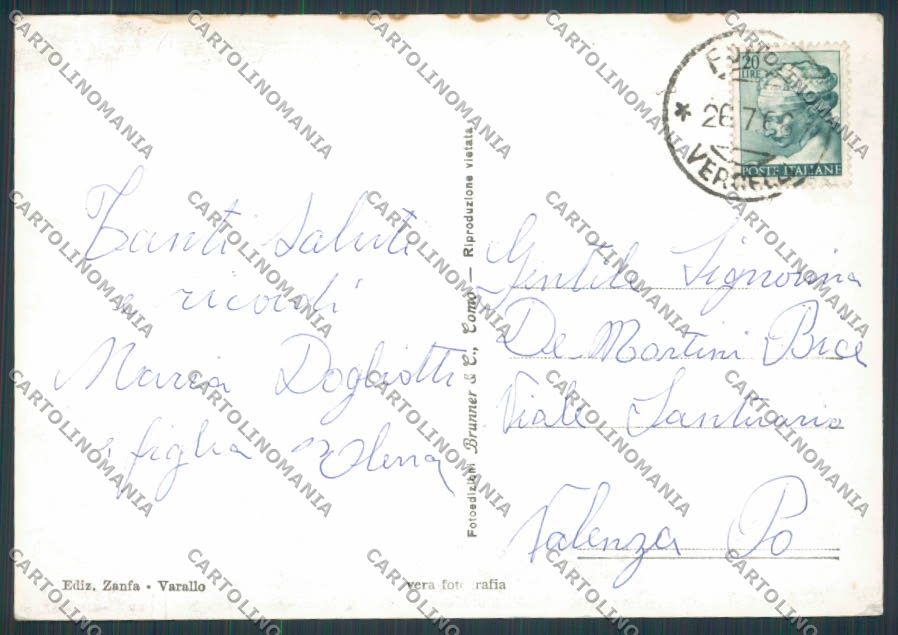 Vercelli Cervatto Chiesa Parrocchiale Castello foto FG cartolina BB3051 – retro