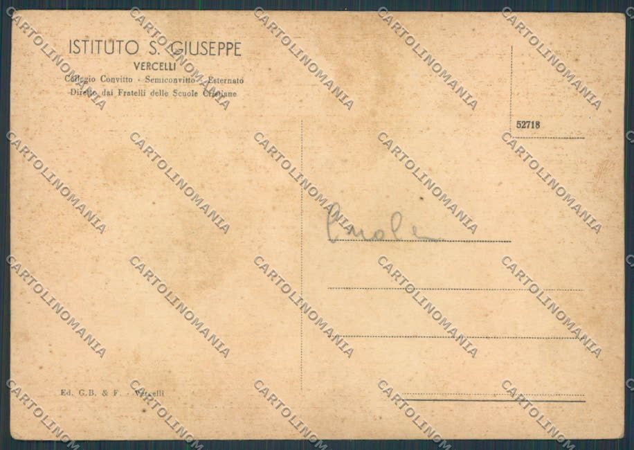 Vercelli Città Istituto San Giuseppe PIEGHE FG cartolina BB3065 – retro