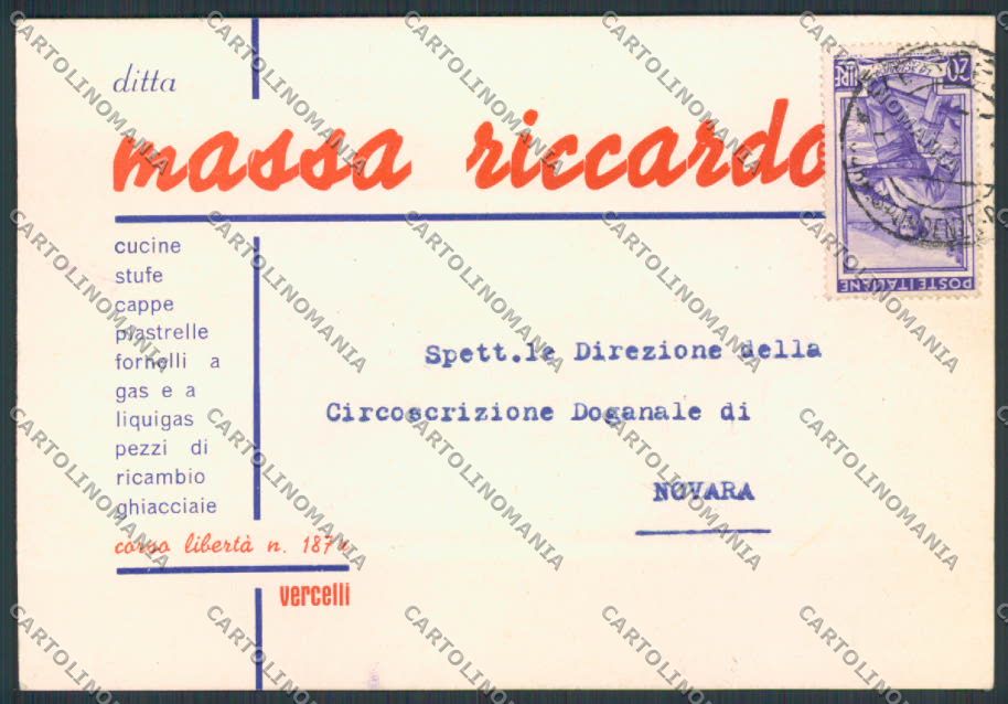 Vercelli Città Commerciale Nassa Riccardo Cucine FG cartolina BB3069 – fronte