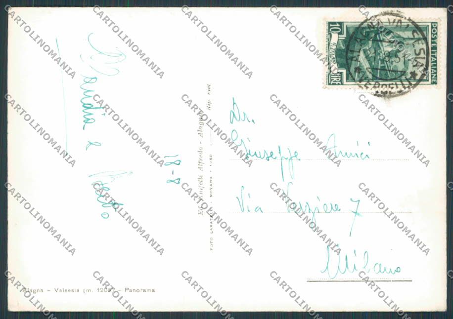Vercelli Alagna Sesia Panorama foto FG cartolina BB3098 – retro