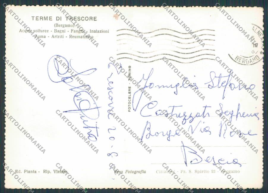 Bergamo Trescore Stabilimento Baronchelli foto FG cartolina BB3136 – retro