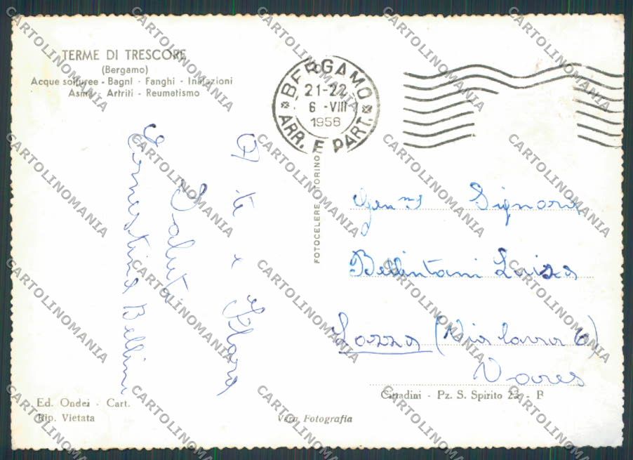 Bergamo Trescore Terme foto FG cartolina BB3137 – retro