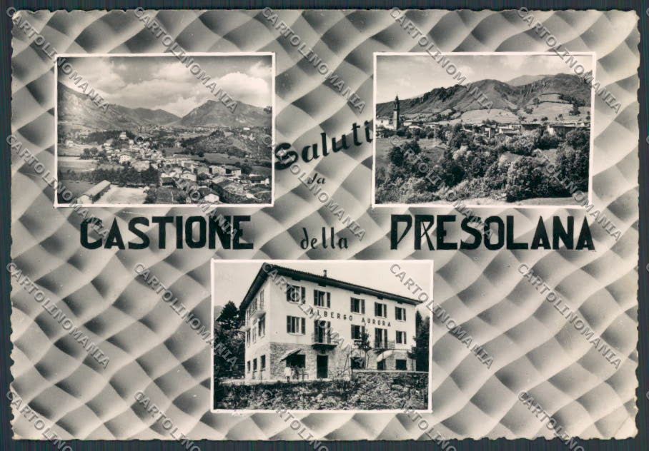 Bergamo Castione della Presolana Albergo Aurora saluti foto FG cartolina BB3139 – fronte