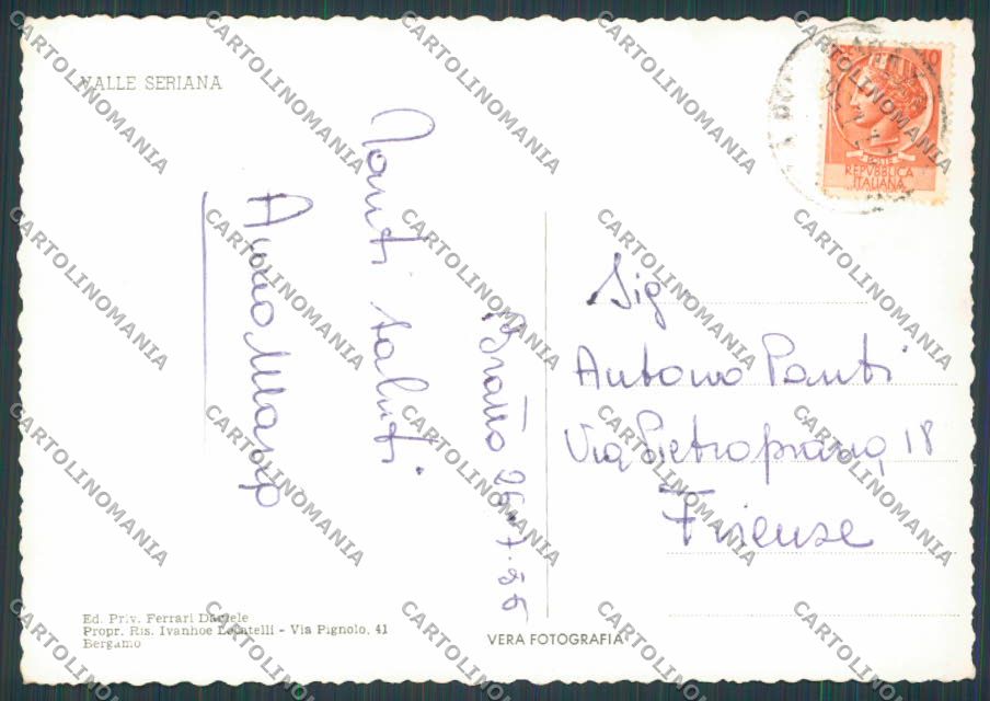 Bergamo Bratto Panorama foto FG cartolina BB3148 – retro