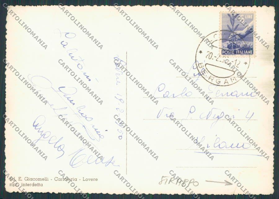 Bergamo Lago d'Iseo Lovere STRAPPO foto FG cartolina BB3172 – retro