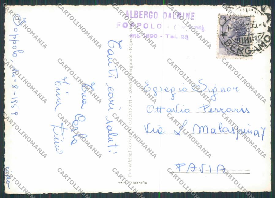 Bergamo Foppolo Lago Moro foto FG cartolina BB3212 – retro