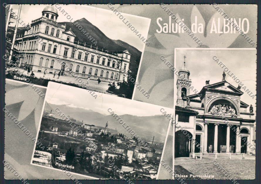 Bergamo Albino saluti da Scuole PIEGHE foto FG cartolina BB3215 – fronte