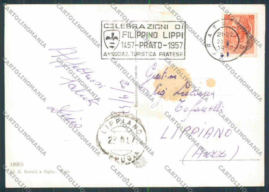 Prato Città saluti da STRAPPO foto FG cartolina BB3220 – retro