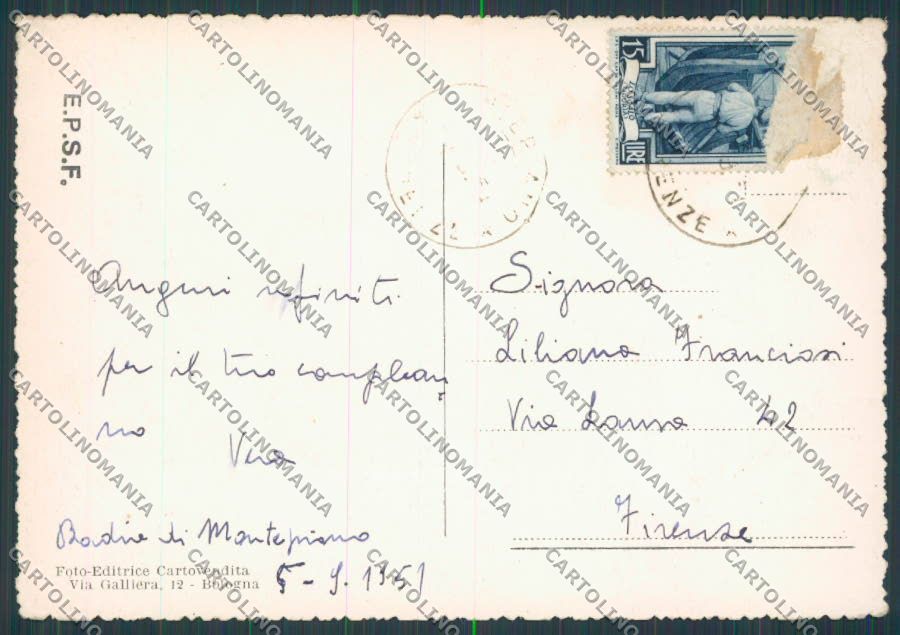Prato Montepiano Panorama FG cartolina BB3251 – retro