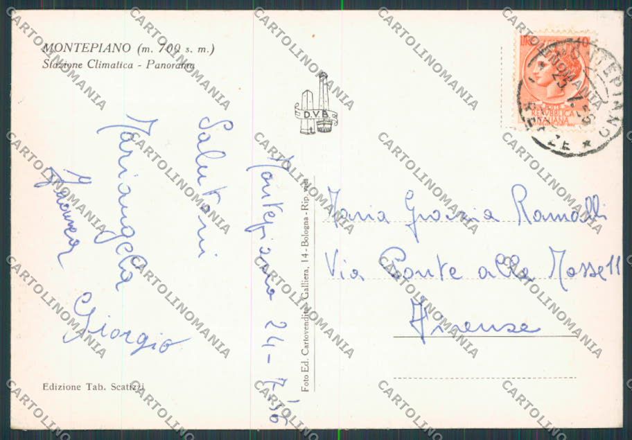 Prato Montepiano Panorama FG cartolina BB3254 – retro
