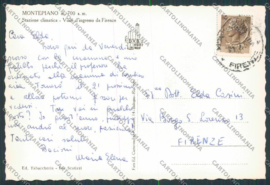 Prato Montepiano Viale FG cartolina BB3258 – retro