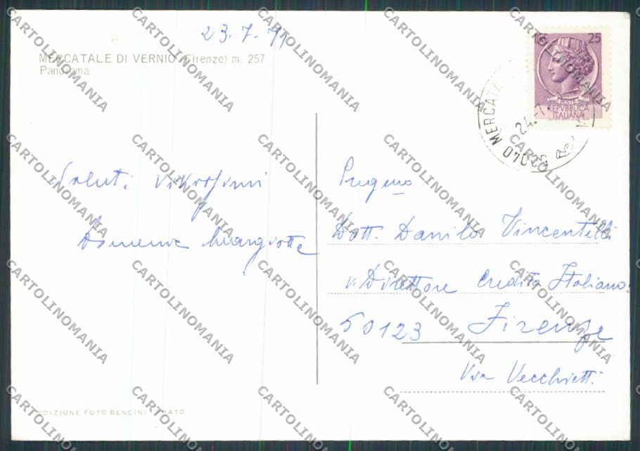 Prato Mercatale di Vernio Panorama foto FG cartolina BB3275 – retro